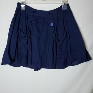 Navy Blue Skirt With Pockets And Buttons